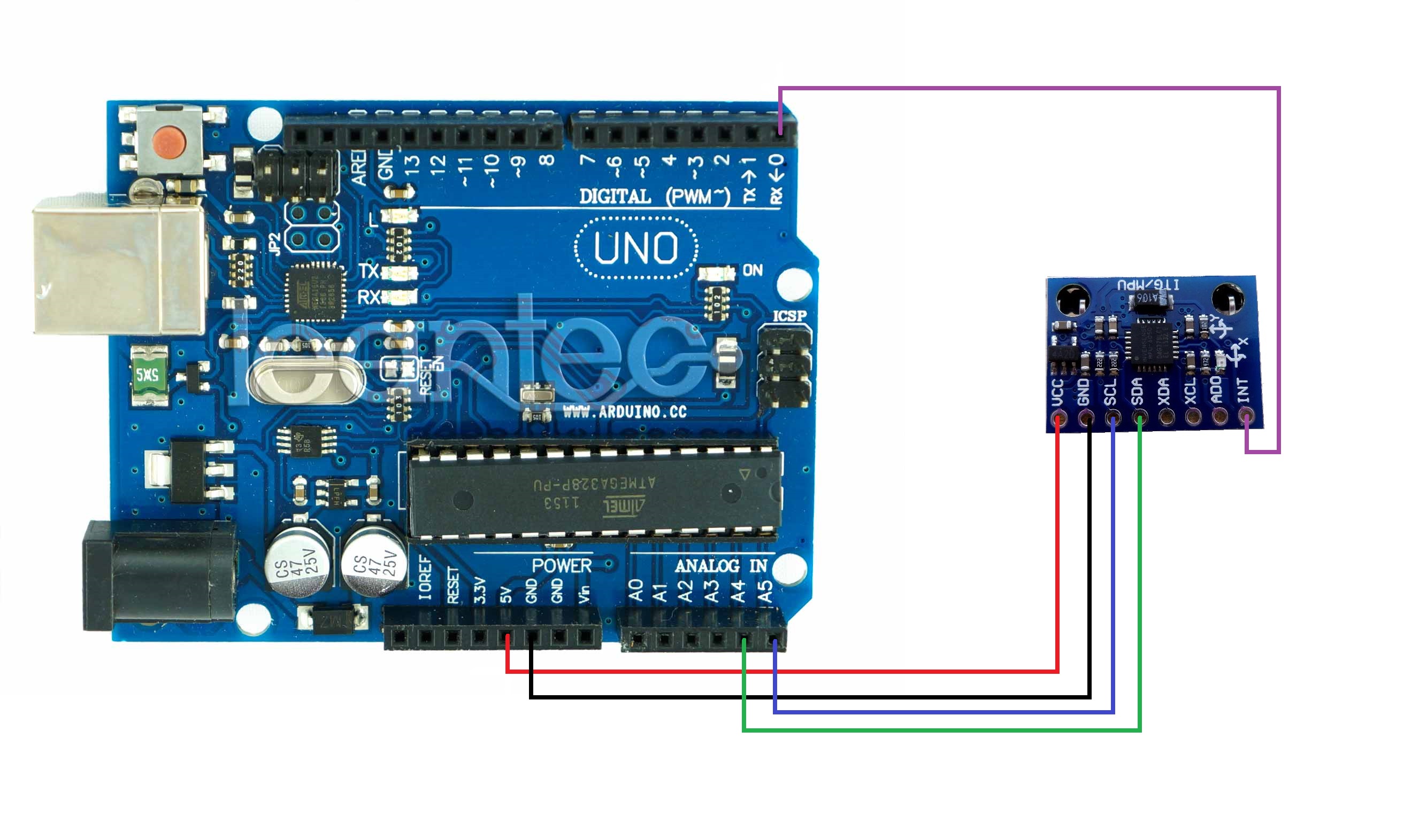 conexión mpu 6050 arduino